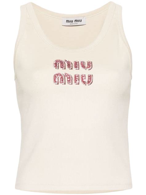 miu miu tank top|farfetch mini miu tops.